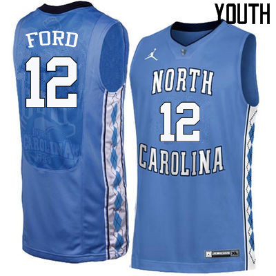 Youth North Carolina Tar Heels #12 Phil Ford College Basketball Jerseys Sale-Blue - Click Image to Close